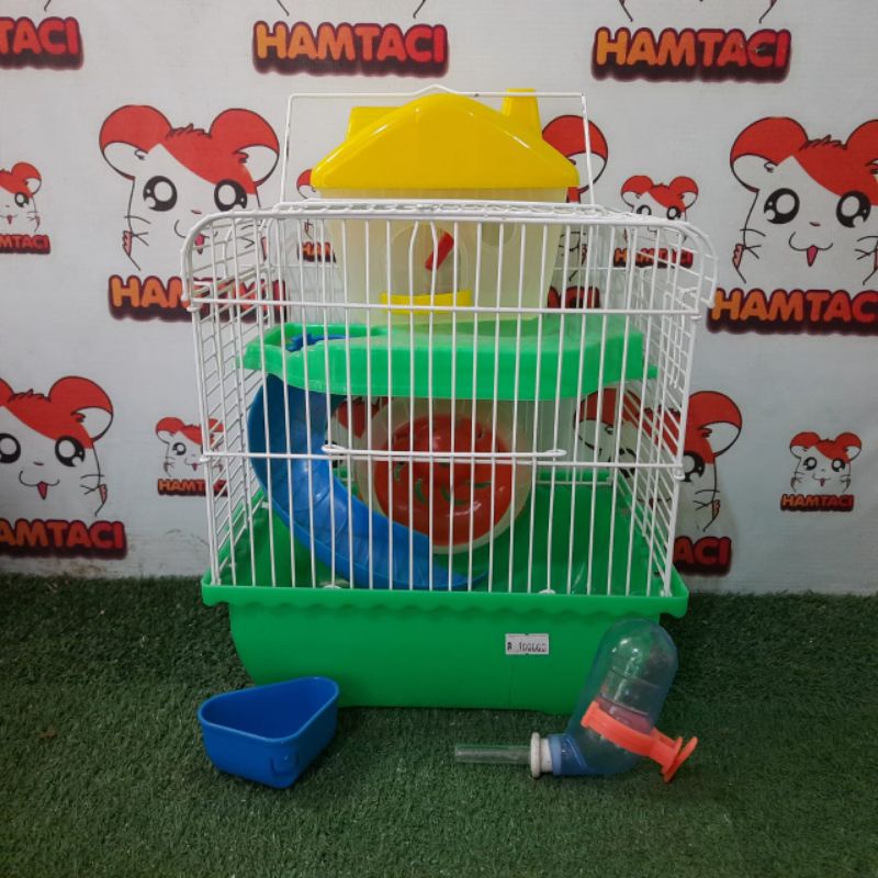 KANDANG HAMSTER SWEET 2 TINGKAT LENGKAP