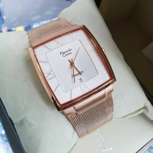 Alexandre christie original 100 % ac8329 rosegold rantai pasir pria