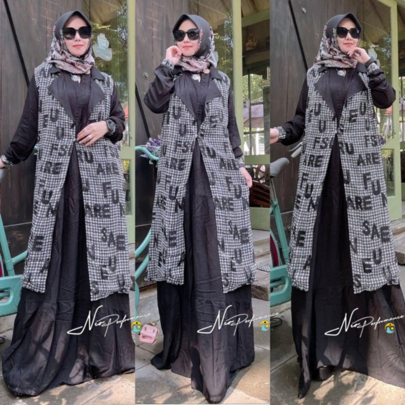outer / gamis outer / gamis / gamis hitam / gamis outer terbaru / gamis terbaru 2021