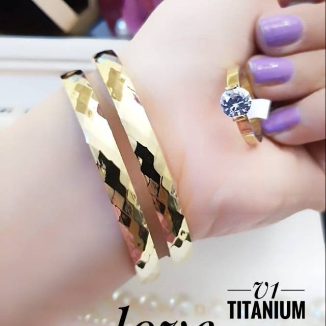 Titanium gelang dan cincin 2708j