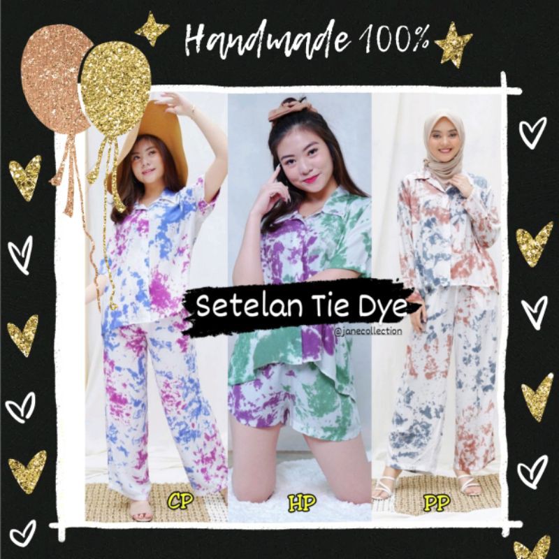 JANE COLLECTION|| One Set Tie Dye Setelan Piyama Galaxy Shortsleeve Set LongSleeve Hawaian Short Set