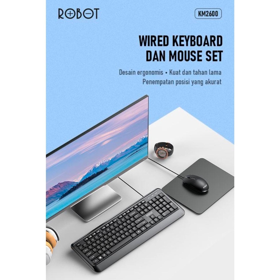 ROBOT KEYBOARD MOUSE WIRED COMBO KM2600