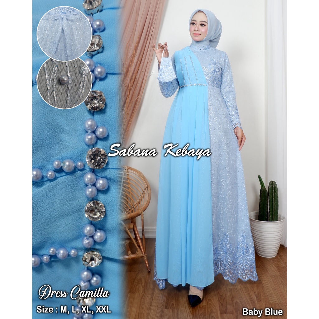 Permata Olshop / Camilla Dress SK / Kebaya Gamis Pesta Modern / Gamis Kondangan Mewah / Kebaya Payet