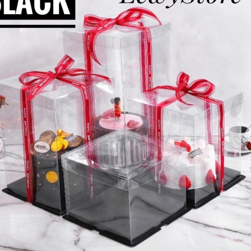 

➳9y Terbatas✿➳ Cake Box Mika Dus Kue Kotak Kue 22x22 cm Tutup Transparant PET 51