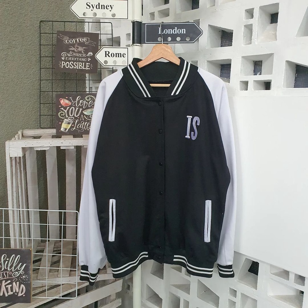 Jaket Sweater Baseball IS bisa untuk pria/wanita size L XXL