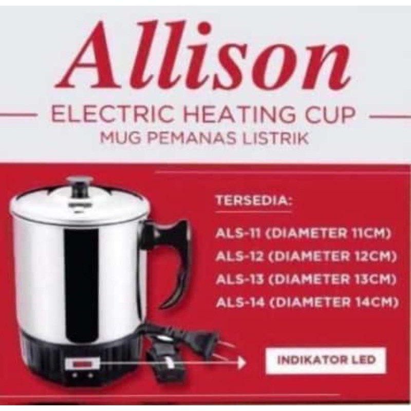 Allison Teko Mug Gelas Listrik ukuran 11, 12, 13, 14, 15 cm