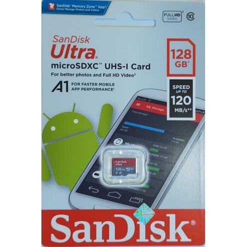 Memory Card Micro SD SANDISK 128GB Class 10 Speed 120 MBPS ULTRA SDXC