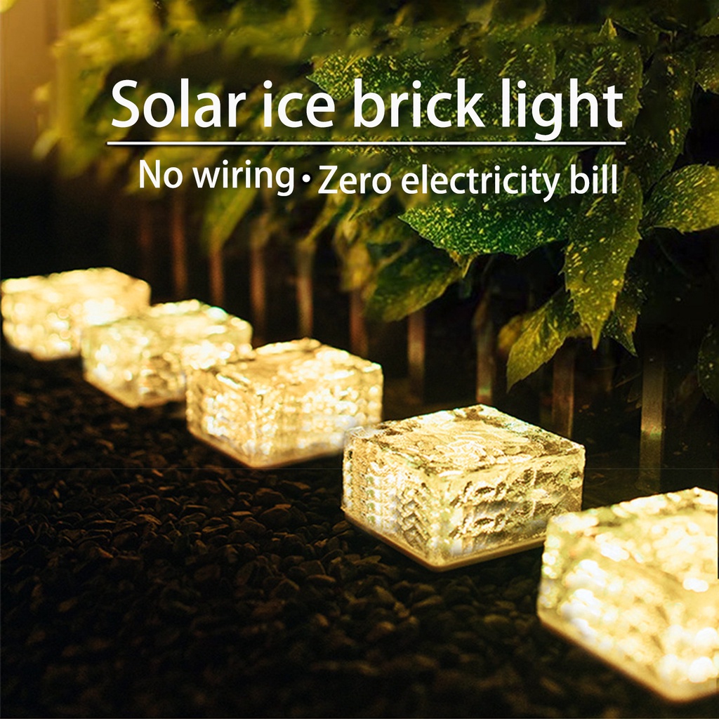 [Solar Brick Buried Square Ice Lights] [Outdoor Waterproof Paver Landscape Decorative Lamps] [Ice Cube Light for Garden, Pathway, Patio, Walkway, Courtyard]