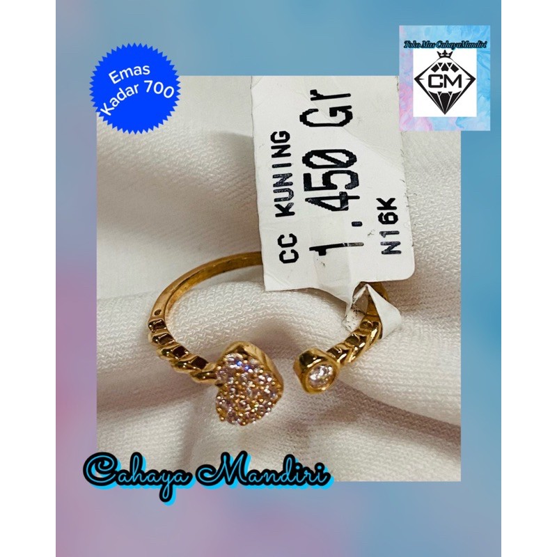 Cincin Emas 700 (16K) Berat +/- 1,45 Gram