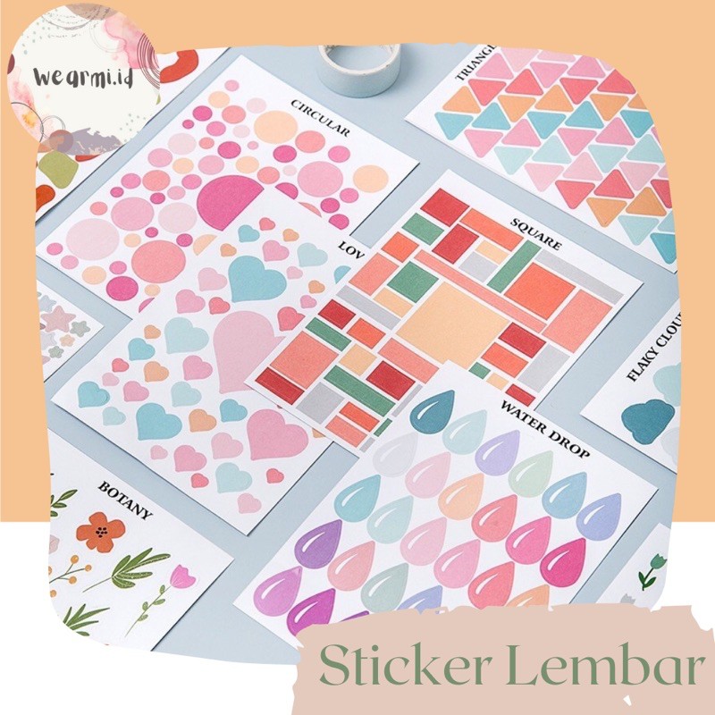 

1 Lembar Wearmi Stiker Dekoratif Sticker Scrapbook / Jurnal Warna warni sticker Awan Bulat Segitiga Lembar