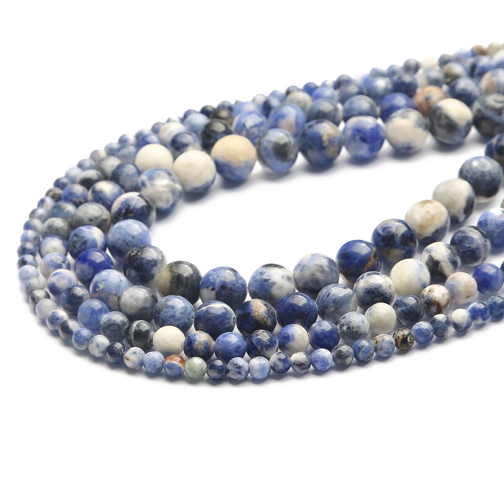 4 -12MM Grosir Biru Sodalite Beads Batu Permata Alami Belt Longgar Beads Untuk DIY Membuat Perhiasan Ukuran Gelang/Kalung