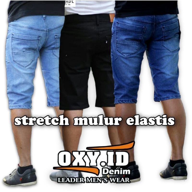 Celana Jeans pendek pria celana pendek jeans bahan stretch mulur elastis