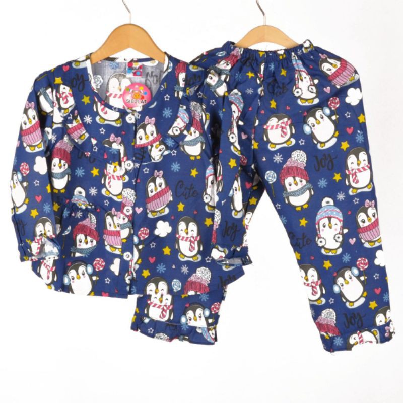 PIYAMA ANAK 2-7 TAHUNAN BAJU TIDUR LENGAN PANJANG MOTIF PINGUIN