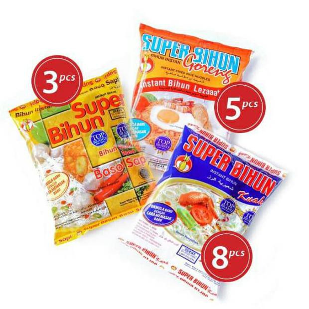 

{BISA COD} Paket J - Super Bihun Cap Atoom Bulan / Atom Bulan Kuah (8 pcs) + Goreng (5 pcs) + Baso