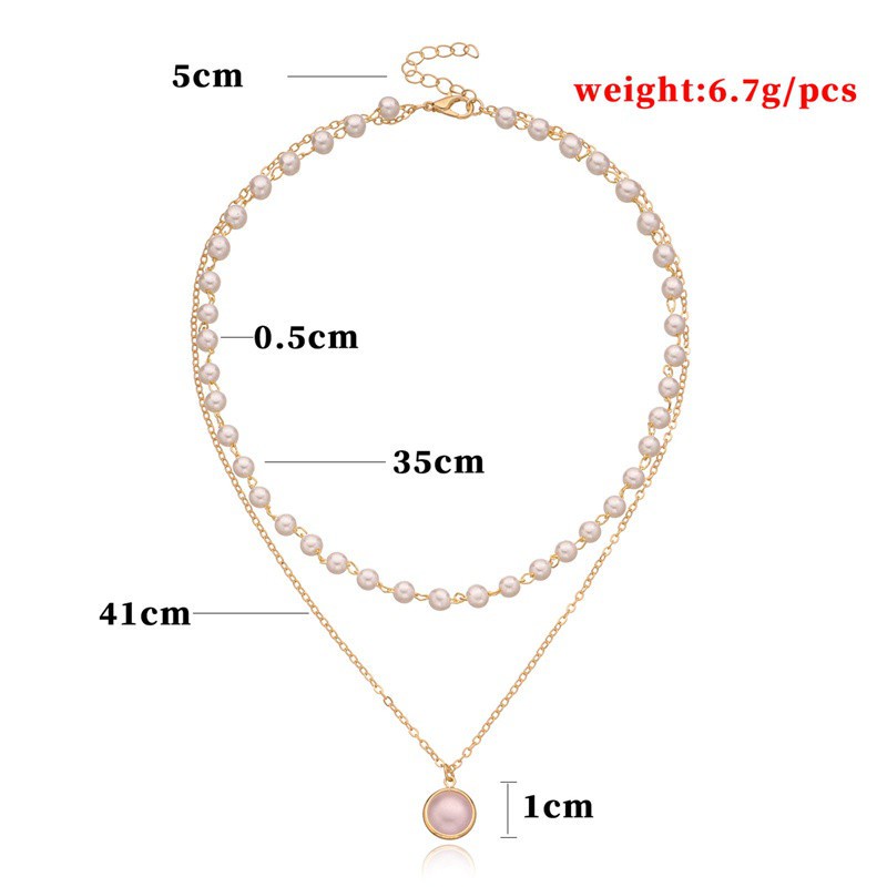 Women Fashion Retro Pearl Metal Korean Style Lock Necklace Multilayer Pendant Gold Chain Choker Jewelry Accessories