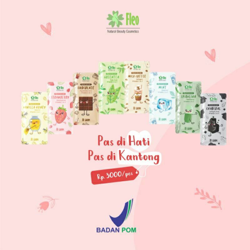 Kanzo - Travel Size Masker Wajah Organik BPOM By Fleo Mask 10Gr Organic / Face Mask Fleo 10Gram