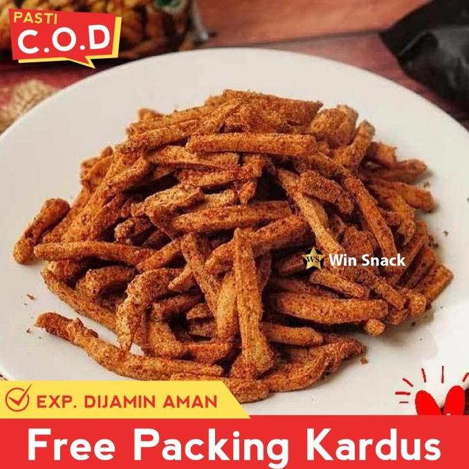 

snack kiloan keripik basreng pedas 250 gram makanan ringan camilan .