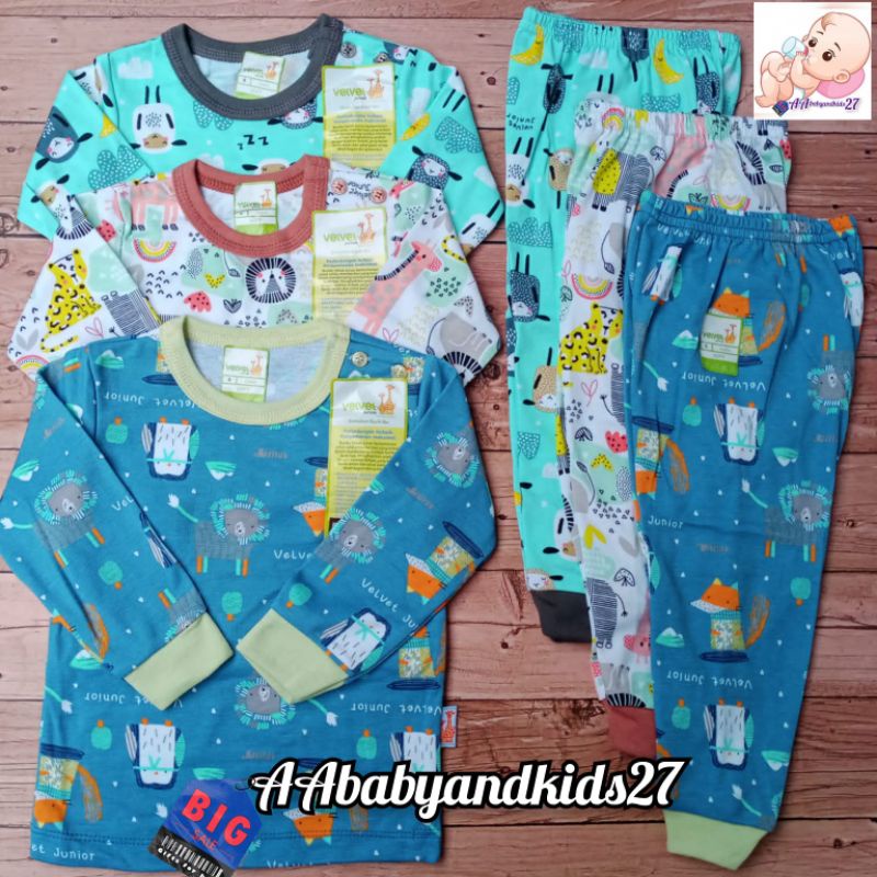 3 PASANG SETELAN VELVET JUNIOR KANCING BAHU LENGAN PANJANG MOTIF TERBARU STARRY NIGHT UK NB S M L