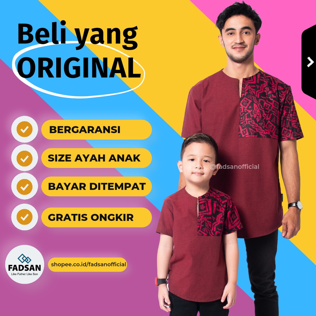 KOKO DEWASA BAJU KOKO AYAH DAN BAYI COUPLE MAROON KOKO AYAH ANAK COUPLE PAKISTAN BRANDED MURAH HUGO 