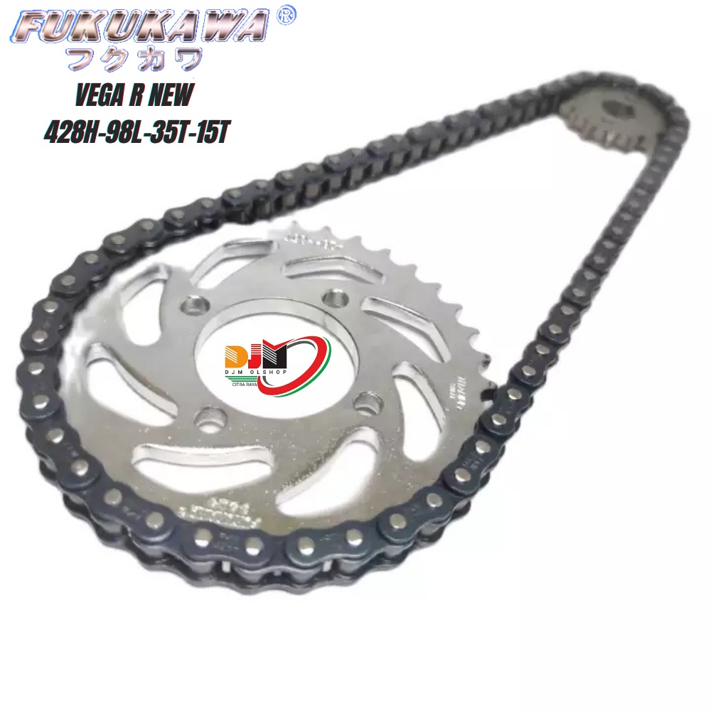 Gear Set Fukukawa Gir Paket Vega R New Rantai 428H-98L-35T-15T