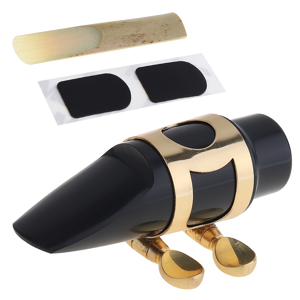 2pcs Mouthpiece Soprano Saxophone Dengan Cap + Klip + Reed + Bantalan Gigi