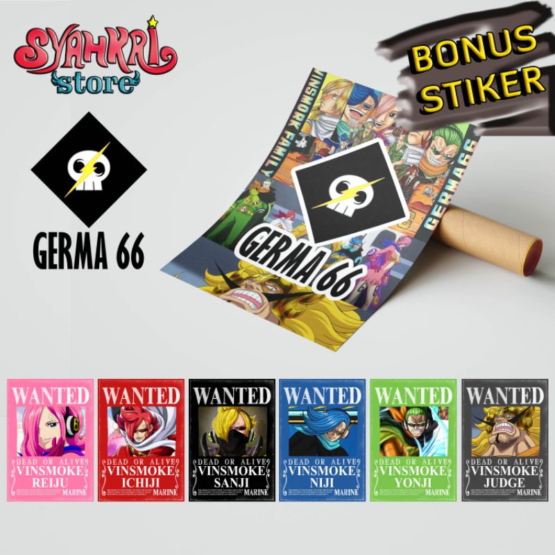 SATU-SATUNYA DISHOPEE - POSTER WANTED GERMA 66 VINSMOKE FAMILY (REIJU, ICHIJI, SANJI, NIJI, YONJI, J