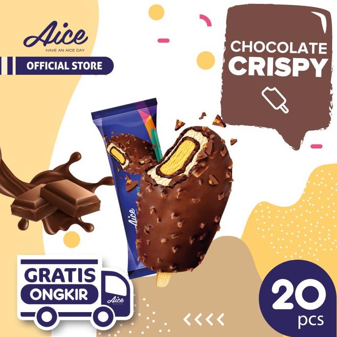 

windytriastuti13 Paket Aice Ice Cream Chocolate Crispy Es Krim (isi 20 pcs) TERLARIS TERPERCAYA ORIGINAL