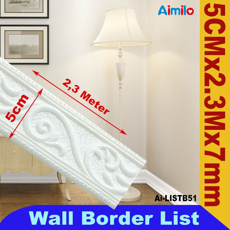(Aimilo)  List Wallpaper Dinding 3D Wall Foam Border List Stiker 2.3 Meter-5