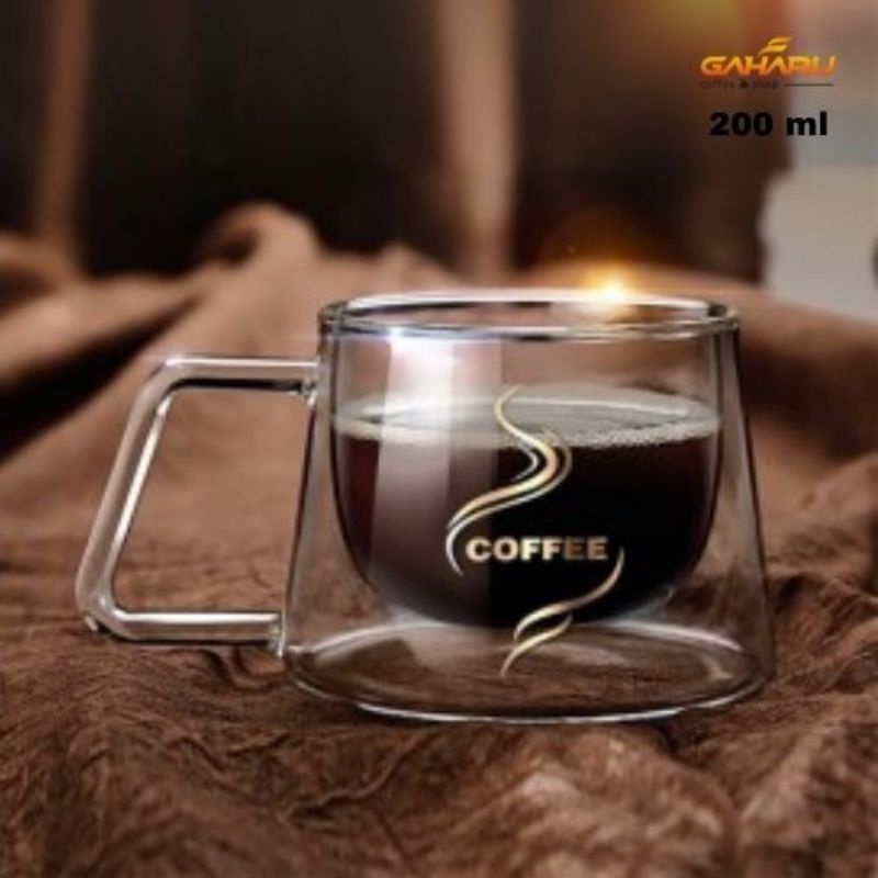 Gelas Double Wall 200 ml Dua Dinding Anti Panas Unik