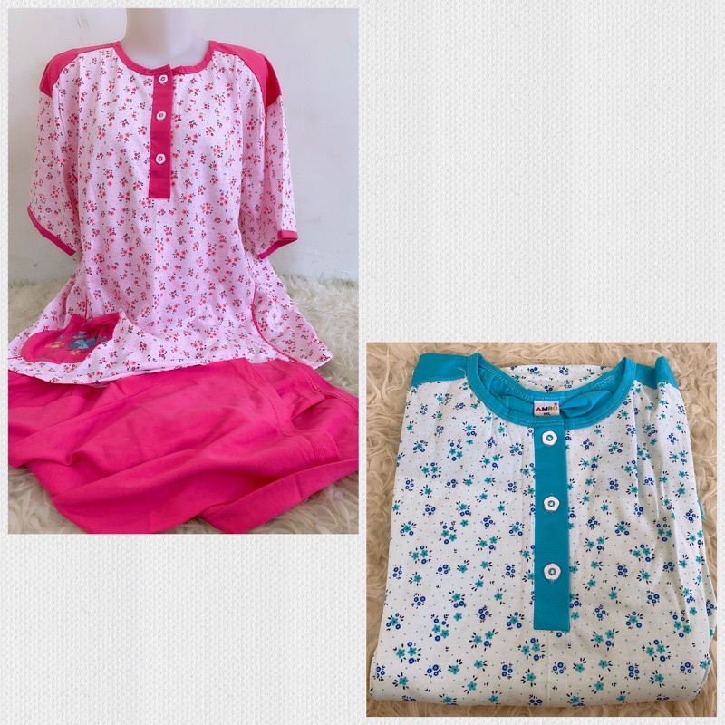 Babydoll Amro Jumbo celana panjang. Label putih