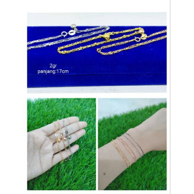 GELANG PERAK ASLI SILVER 925 LAPIS EMAS/GELANG TANGAN RANTAI JEDAR KOMBI RANTAI PAPERCLIP+1BEL/ASLI SILVER/FASHION WANITA TERBARU