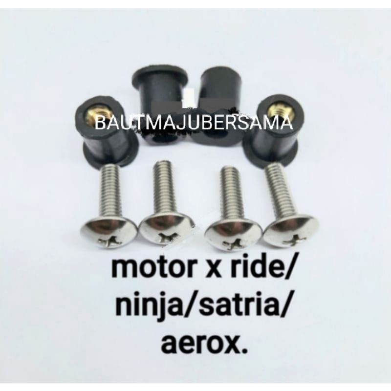 baut tameng visor ninja Satria aerox xride stainless (4set)