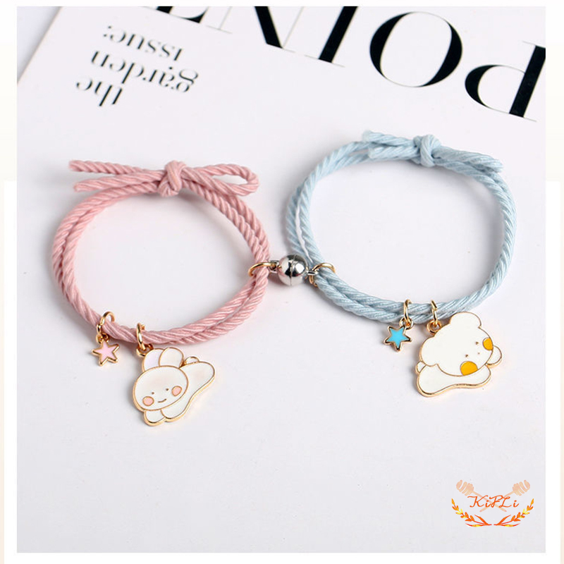 2Pcs Sepasang,Gelang Tali Karet Magnet,Desain Astronot,Kuromi Cinnamoroll,Untuk Pria Dan Wanita,Gelang Magnet/1 Pasang Gelang