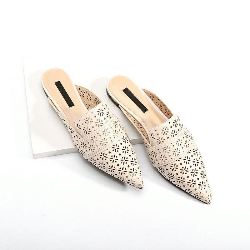 SEPATU CK FLAT HOLE MULES LEATHER