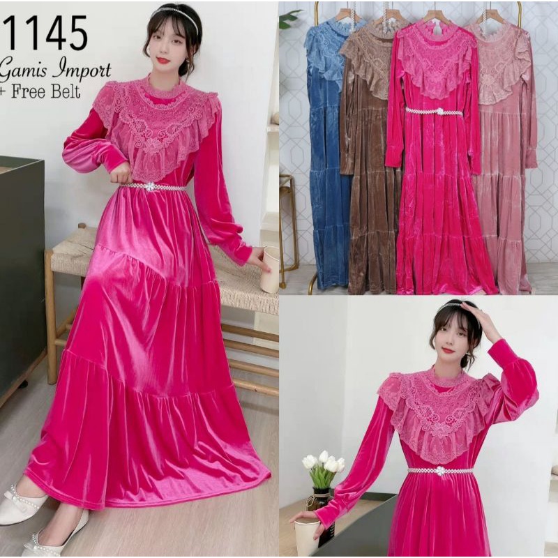 Dress velvet import with belt