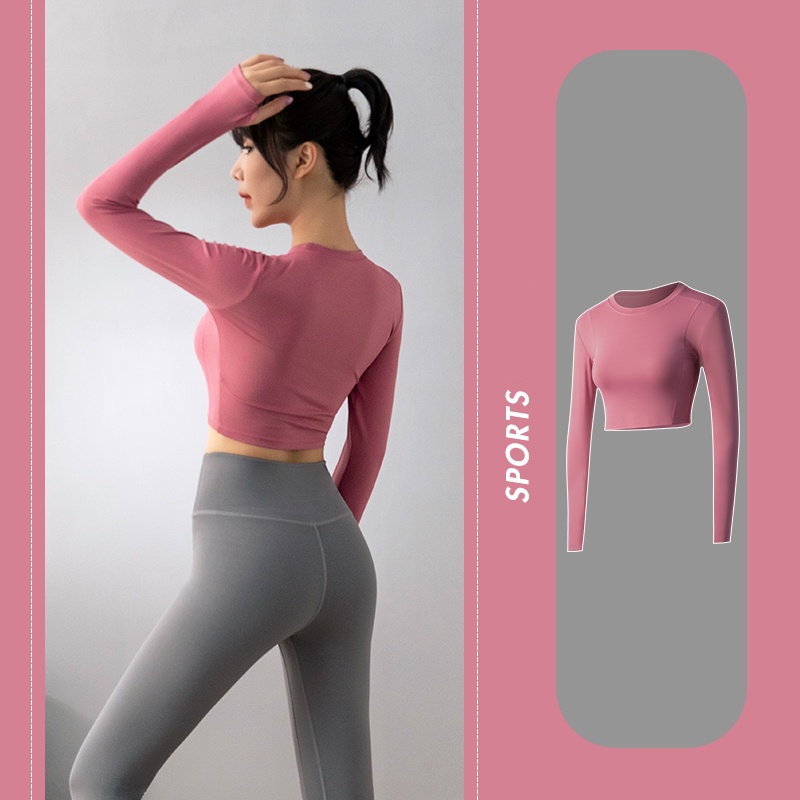 [OXY] Baju Olahraga Wanita Lengan Panjang Yoga Crop Top 2003 (S/M/L)-1