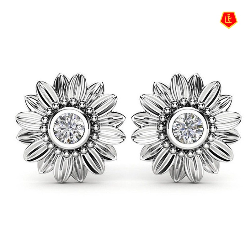 [Ready Stock]New Simple Elegant Sunflower Stud Earrings 18K Gold