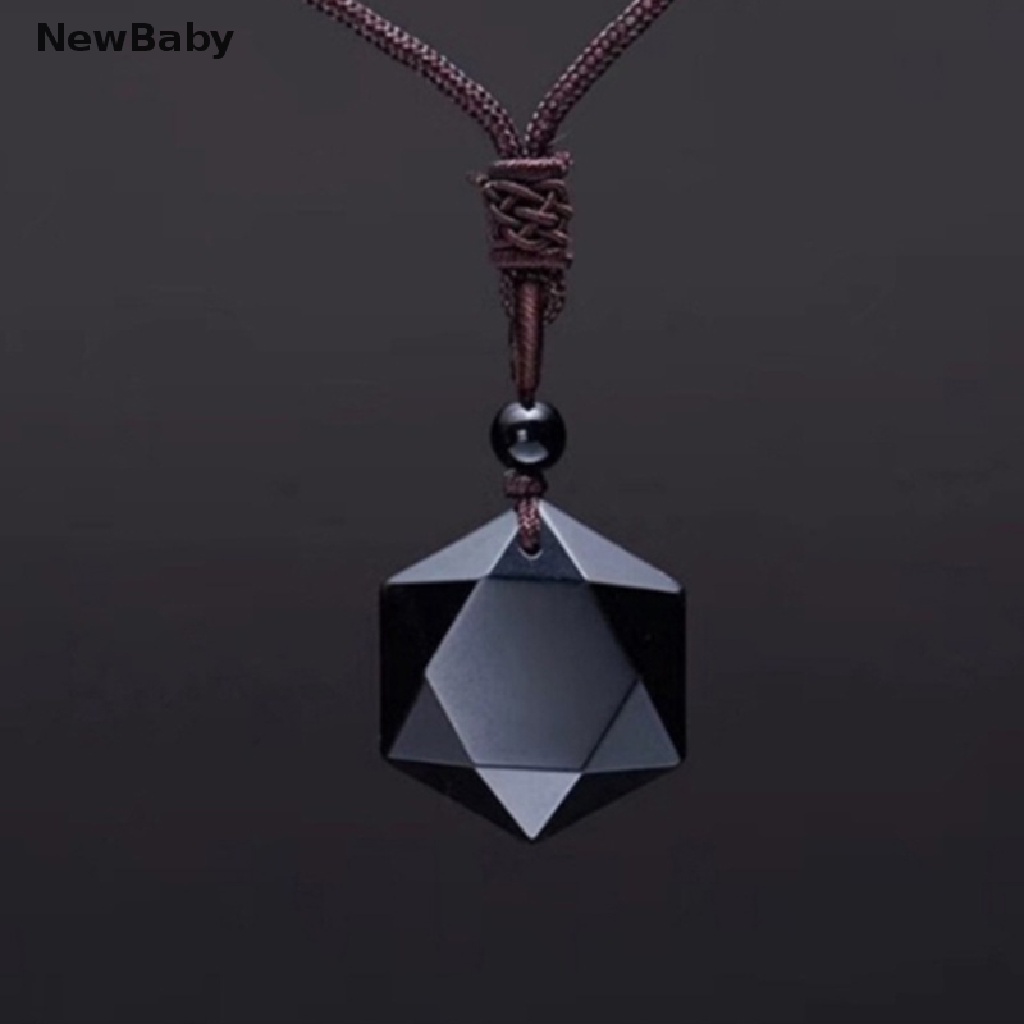 Newbaby Kalung Keberuntungan Liontin Batu Obsidian Alami Untuk Wanita