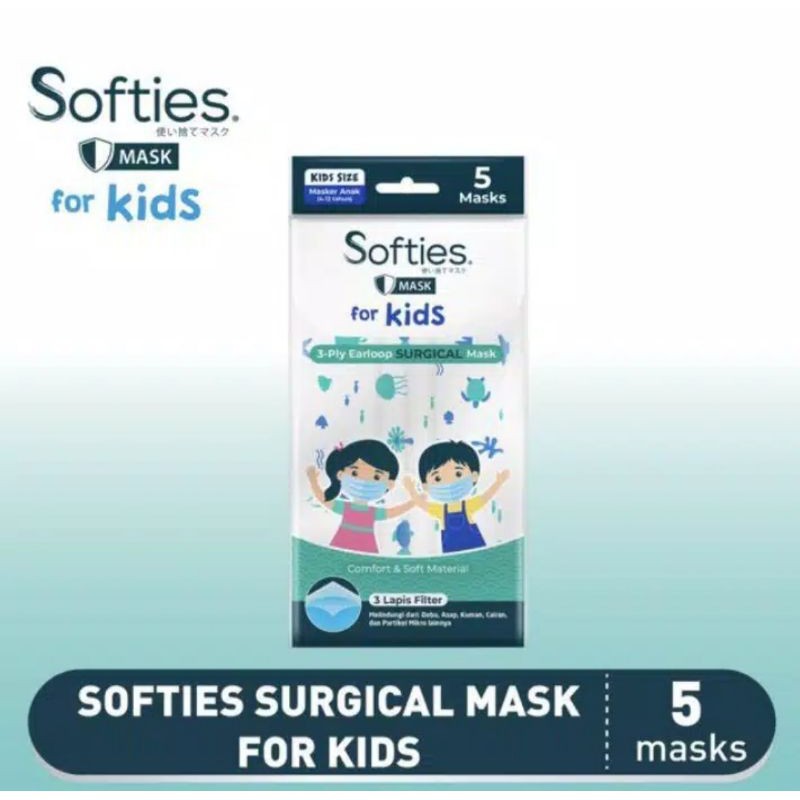 SOFTIES SURGICAL MASK ANAK MASKER ANAK ISI 5 BERGAMBAR