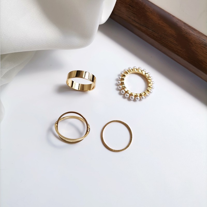 Four-piece Geometric Ring Accessories Temperament  Personality Korean Fashion Simple