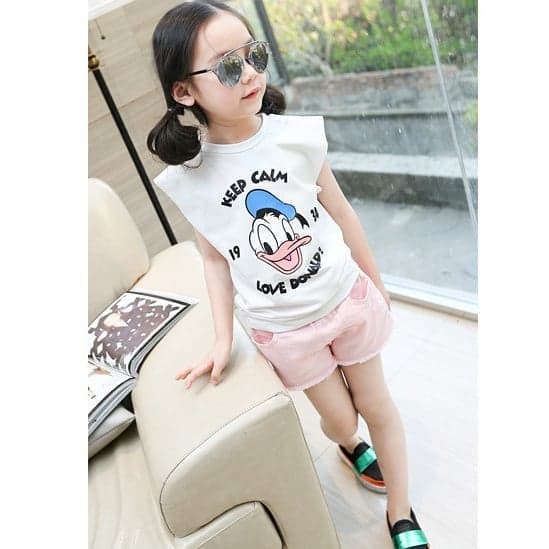 KAOS ANAK PEREMPUAN IMPORT MOTIF DONALD DUCK BAJU ANAK BAHAN ADEM NYAMAN LUCU
