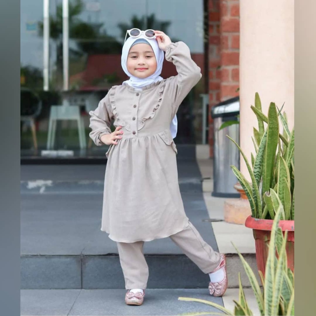 ZAHIRA SET KIDS KF KATUN RAYON LD 88 CM PB 72 CM PC 79 CM 7-8 TAHUN DAPAT ATASAN + CELANA MODEL KEKINIAN, TRENDY , MODIS DAN SIMPLE ANAK BAJU KIDSS WANITA  TERBARU 2022