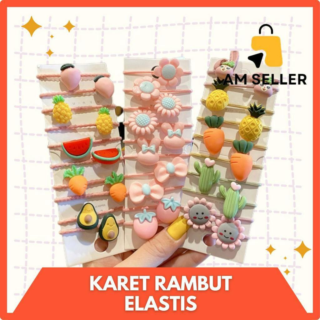 Karet Rambut Elastis 10 in 1 / Ikat Rambut Anak Fashion Korea / Ikat Rambut Anak Karakter Lucu / Aksesoris Rambut