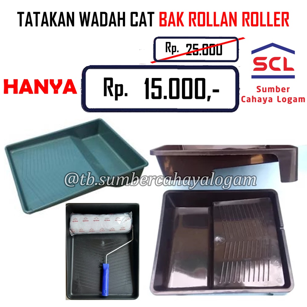 Jual Bak Cat Rollan Roller Tembok Kuas Wadah Tatakan Dinding Minyak Kayu Nampan Rolling Roling