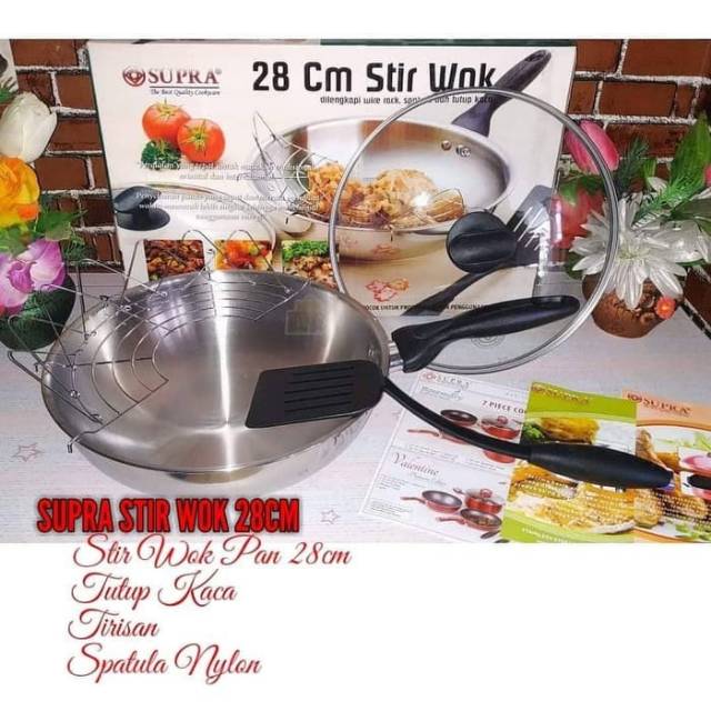 Stir Wok Pan Supra 28cm Tutup Kaca