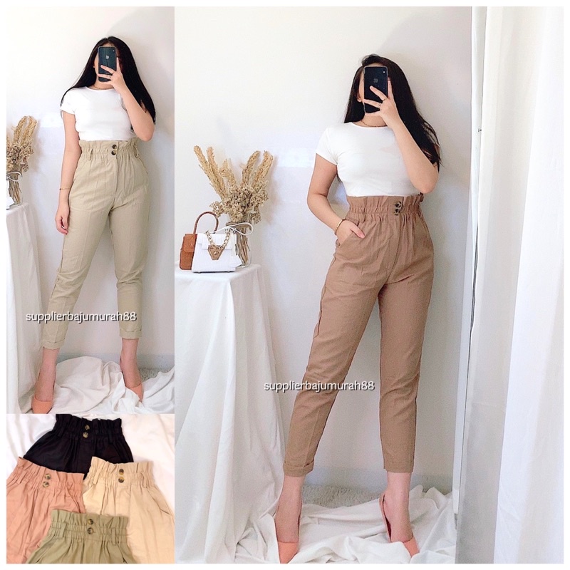 Lookatmeofficial • Celana Highwaist Nikita Basic Linen Pants