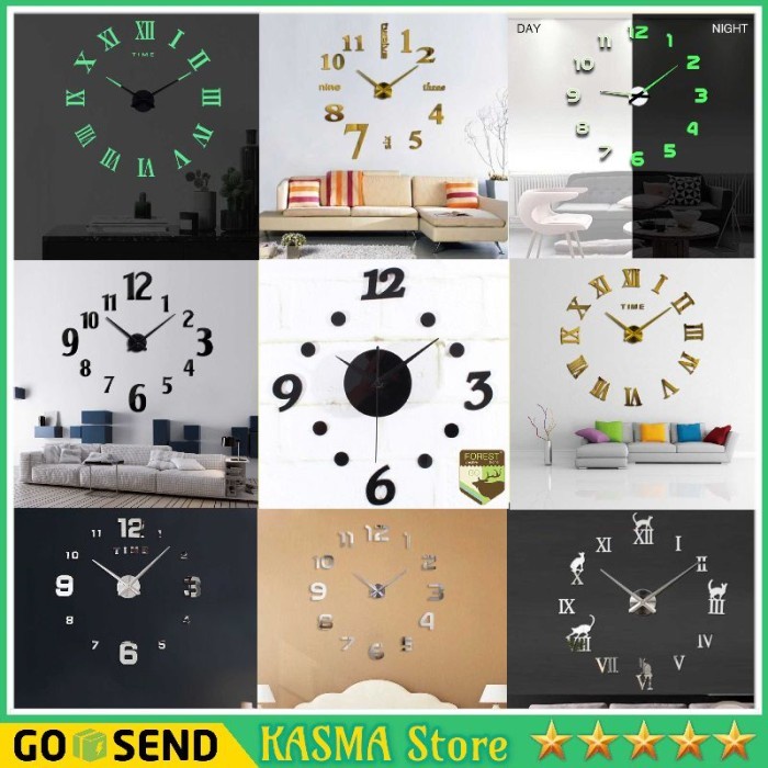 Jam dinding Besar Unik Tempel Jam Dinding Tembok DIY Giant Wall Clock