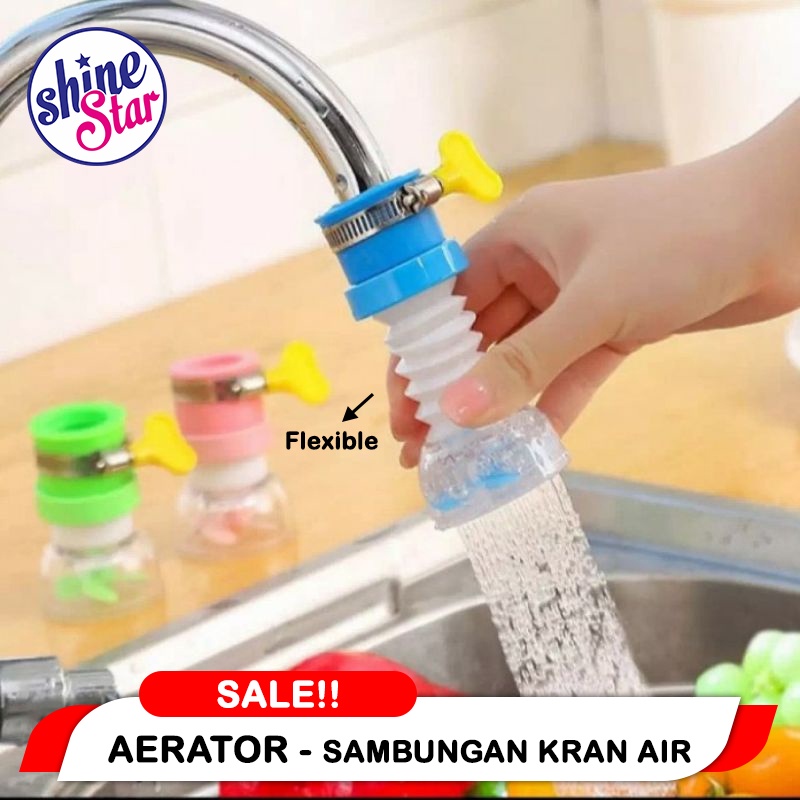 SHINE STAR - BISA COD - Aerator Sambungan Kran Air 360 Derajat - Saringan Air Keran Putar - Warna Random