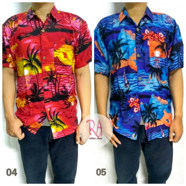 Kemeja Hawai Kemeja Pantai Pria (geser pilih motif)