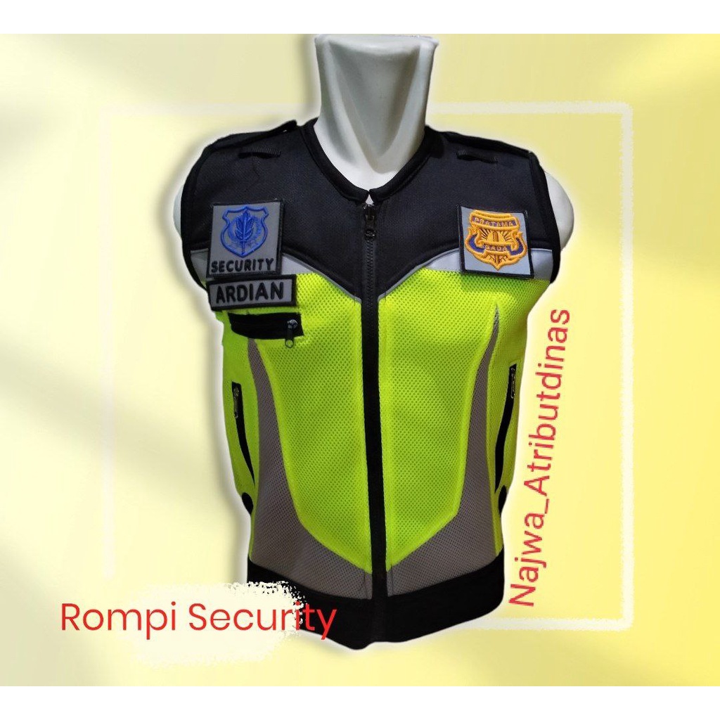 Rompi Security Terbaru | Rompi Security Bahan Tebal | Rompi Security Bahan Jala Mess Tebal